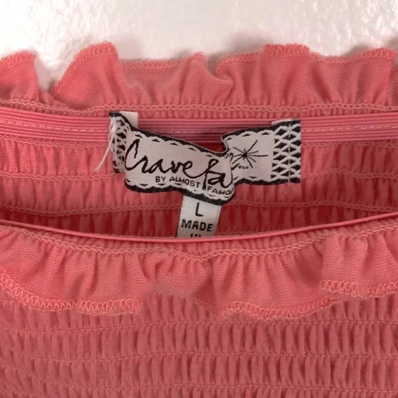 NEW Crave Fame Juniors’ Ruffle Smoked Top Size L - Picture 5 of 9